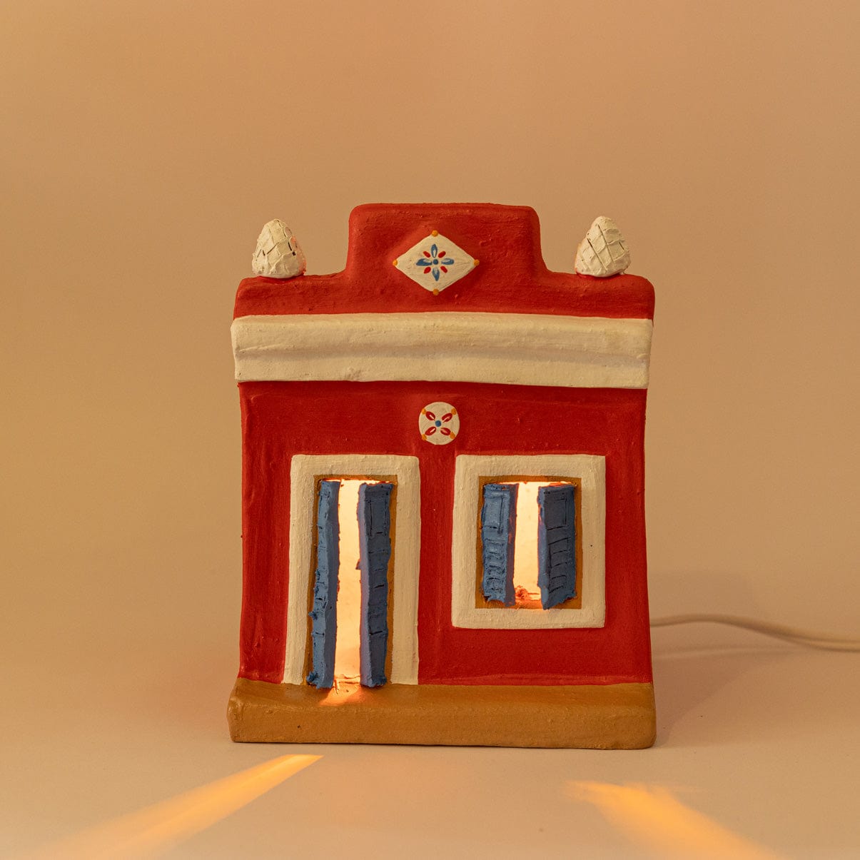 Luminária Artesanal - Casario Vermelho P