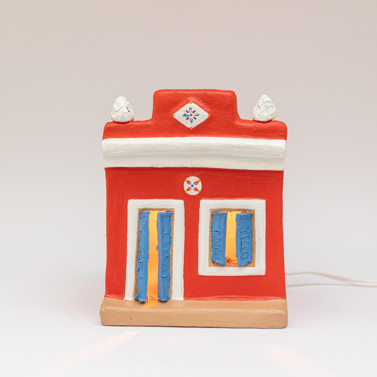 Luminária Artesanal - Casario Vermelho P