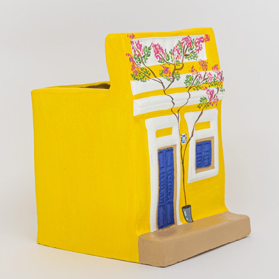 Vaso para Plantas Casario Olinda Amarelo com Flores M