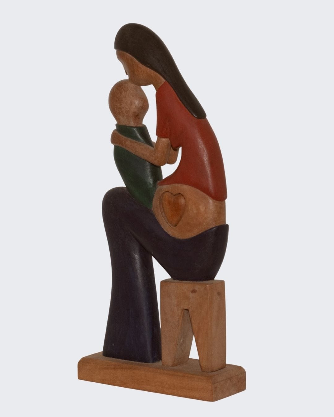 Escultura Gestante Madeira Sentada Color G