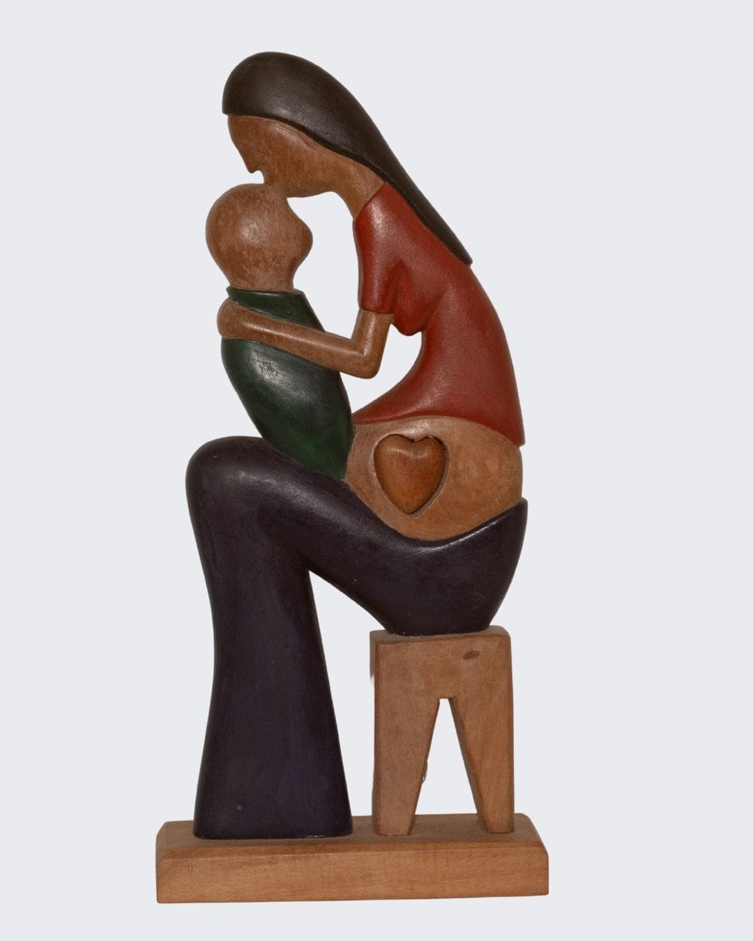 Escultura Gestante Madeira Sentada Color G