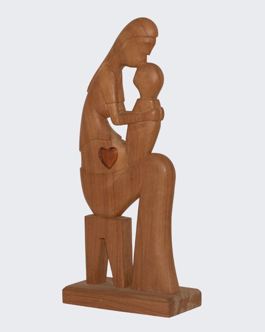 Escultura Gestante Madeira sentada G