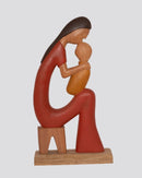 Escultura Gestante Madeira sentada beijando color G