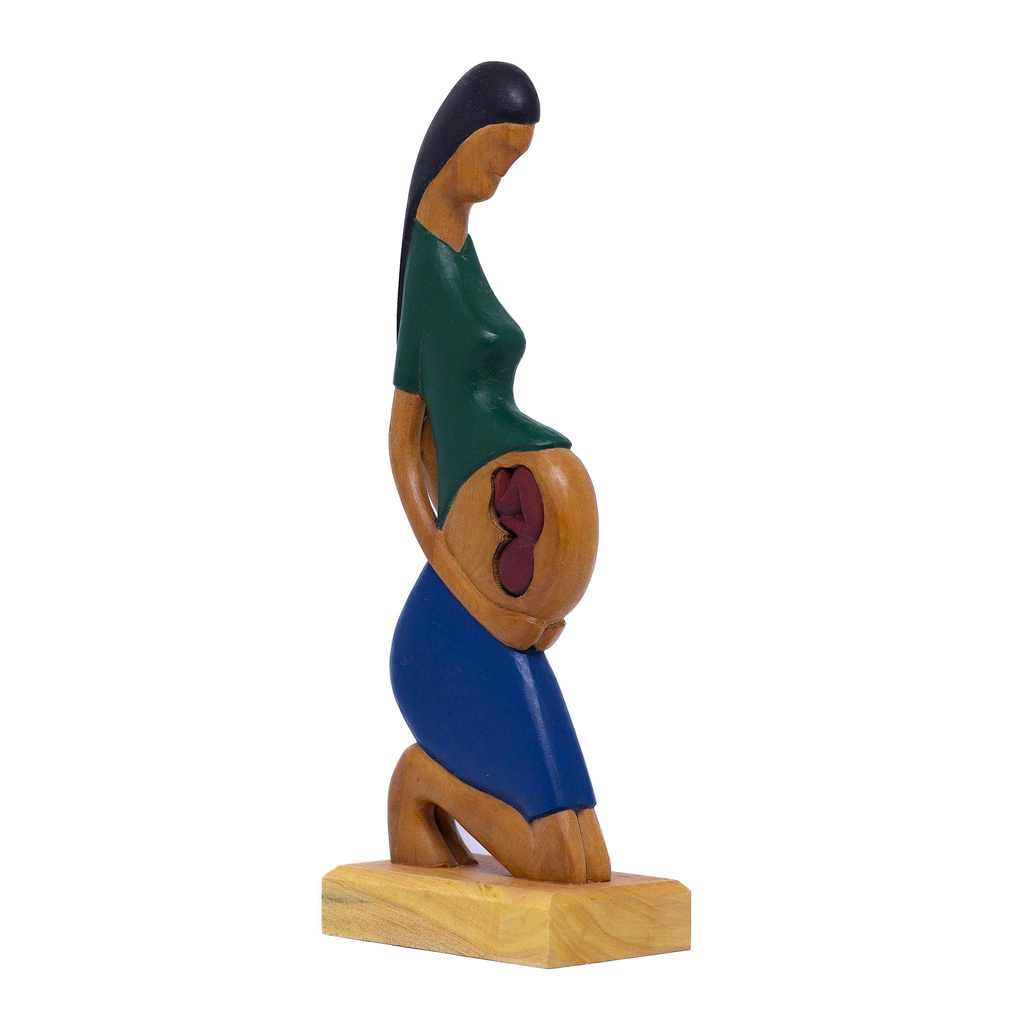 Escultura Gestante Madeira Ajoelhada M 02