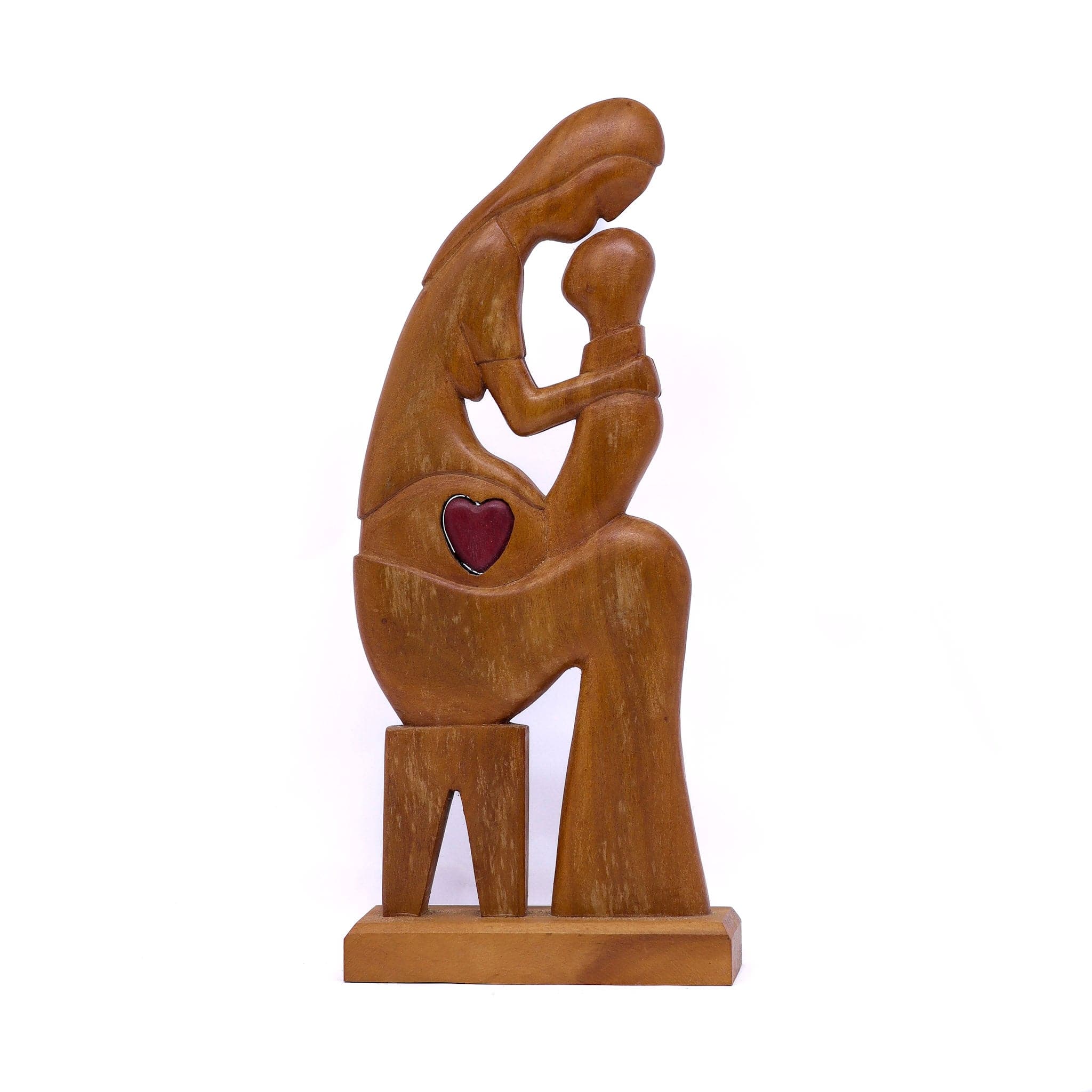 Escultura Gestante Madeira Sentada M 01