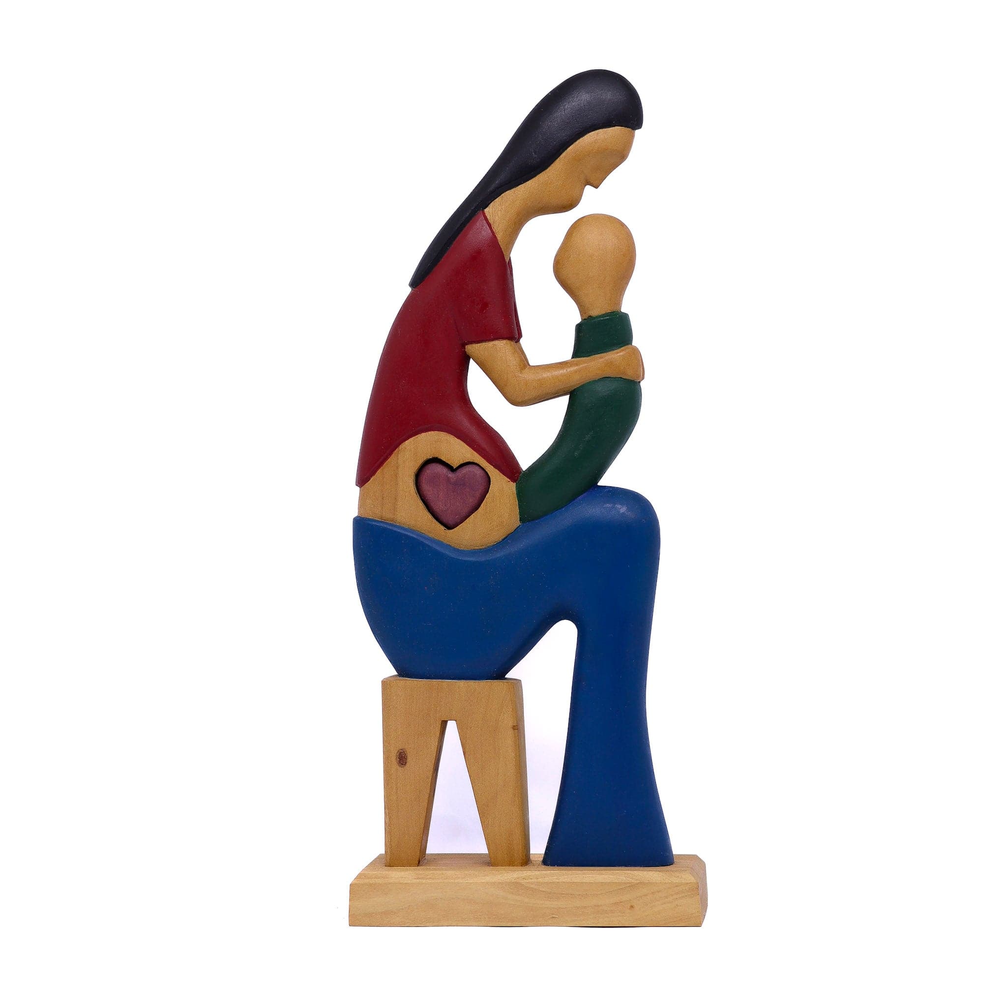 Escultura Gestante Madeira Sentada M 03