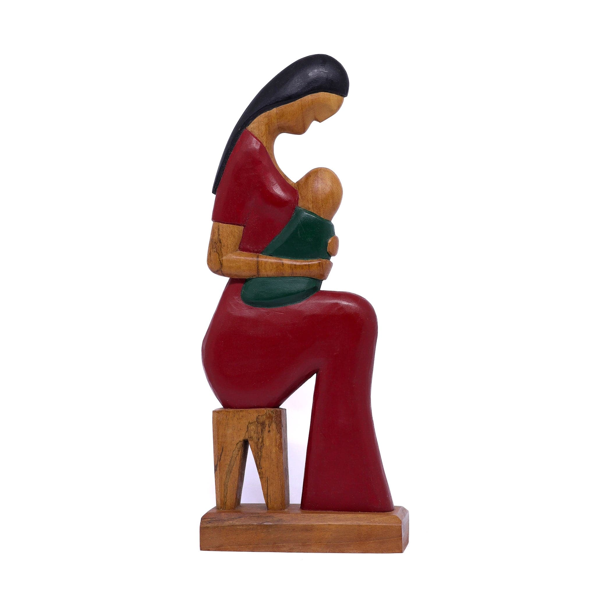 Escultura Gestante Madeira Sentada M 04