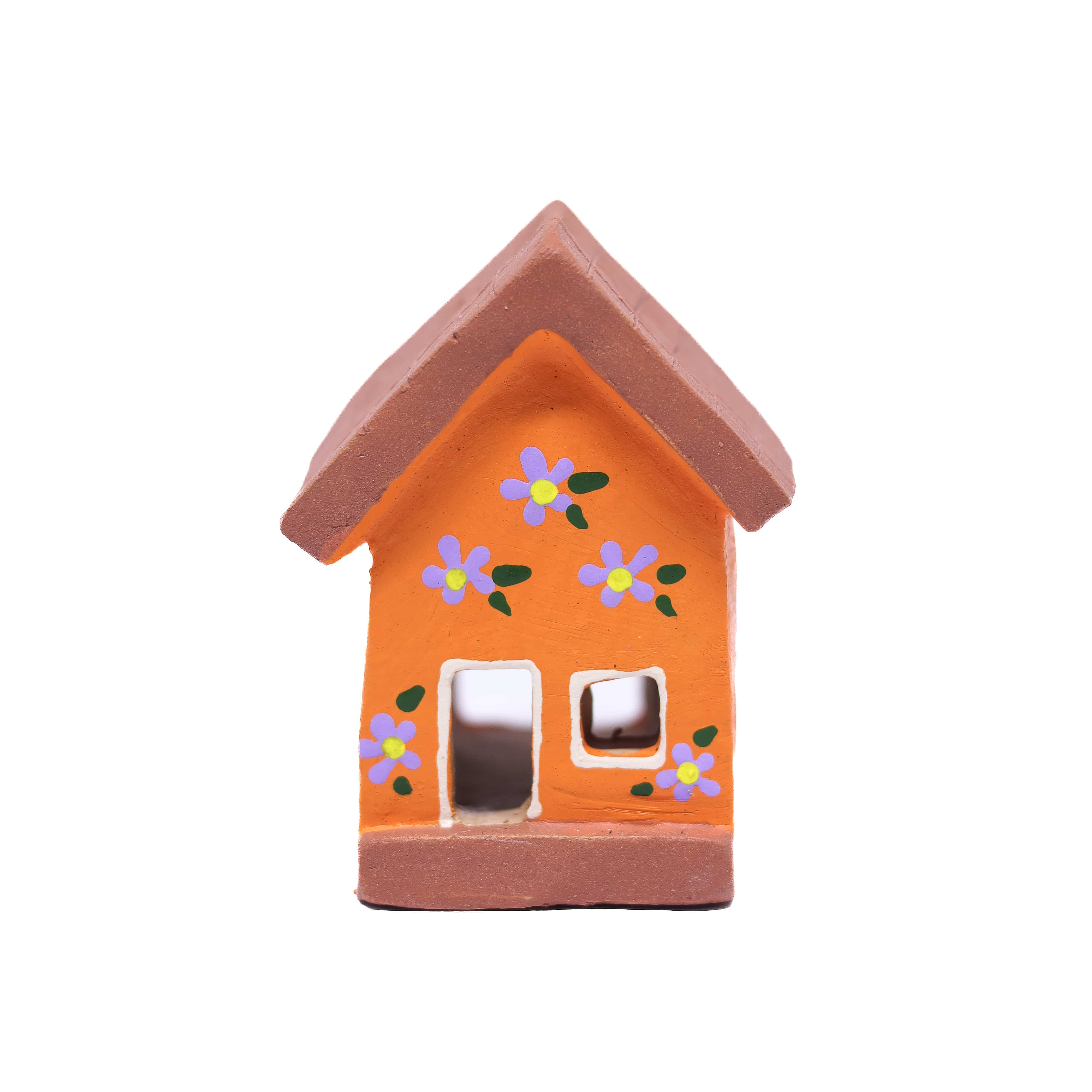Escultura Casinha Laranja em Cerâmica