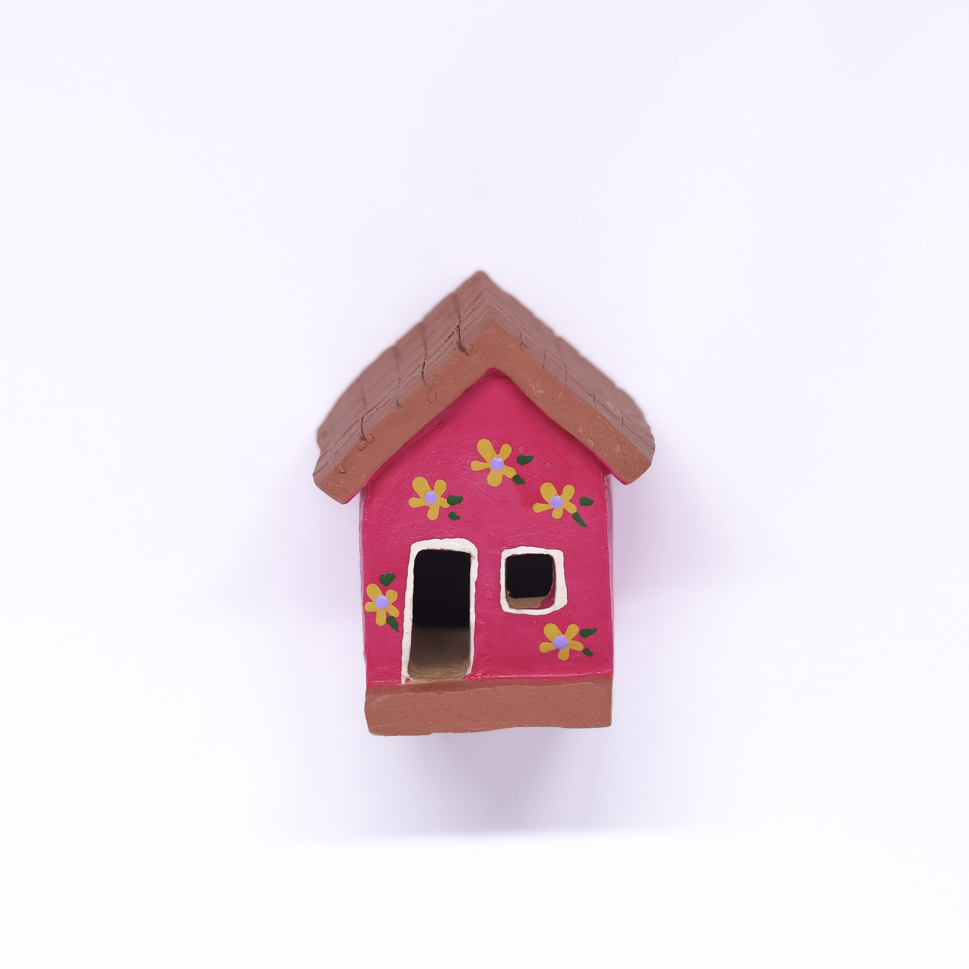 Escultura Casinha Rosa em Cerâmica