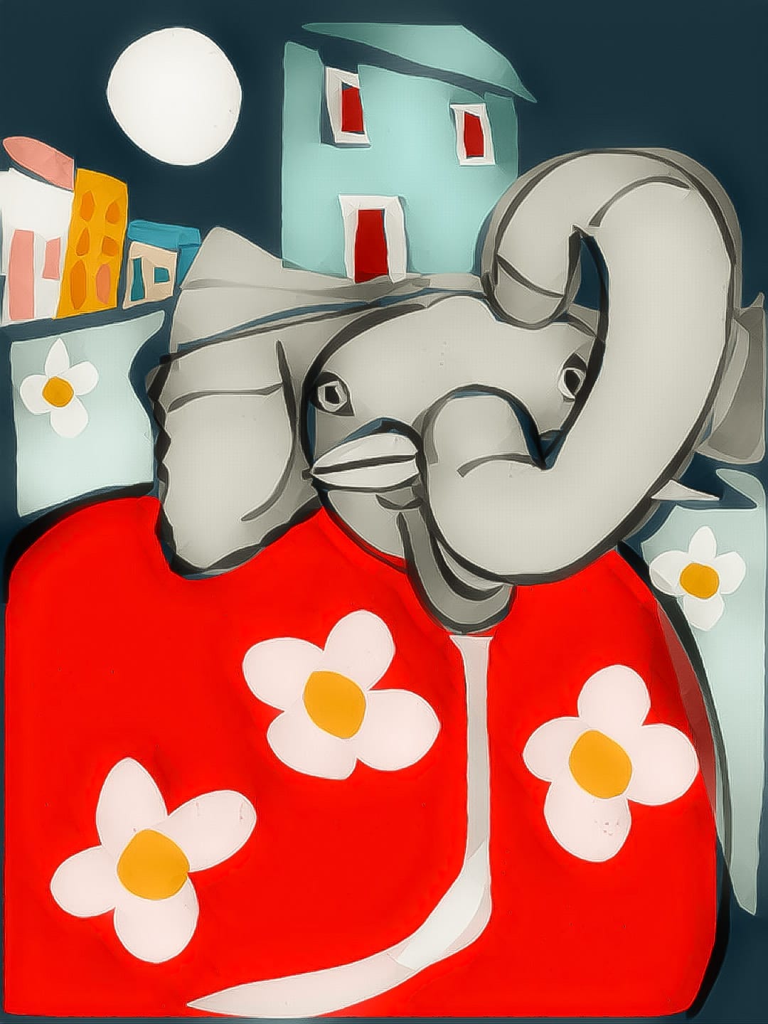 Gravura Elefante nos Quatro Cantos de Olinda