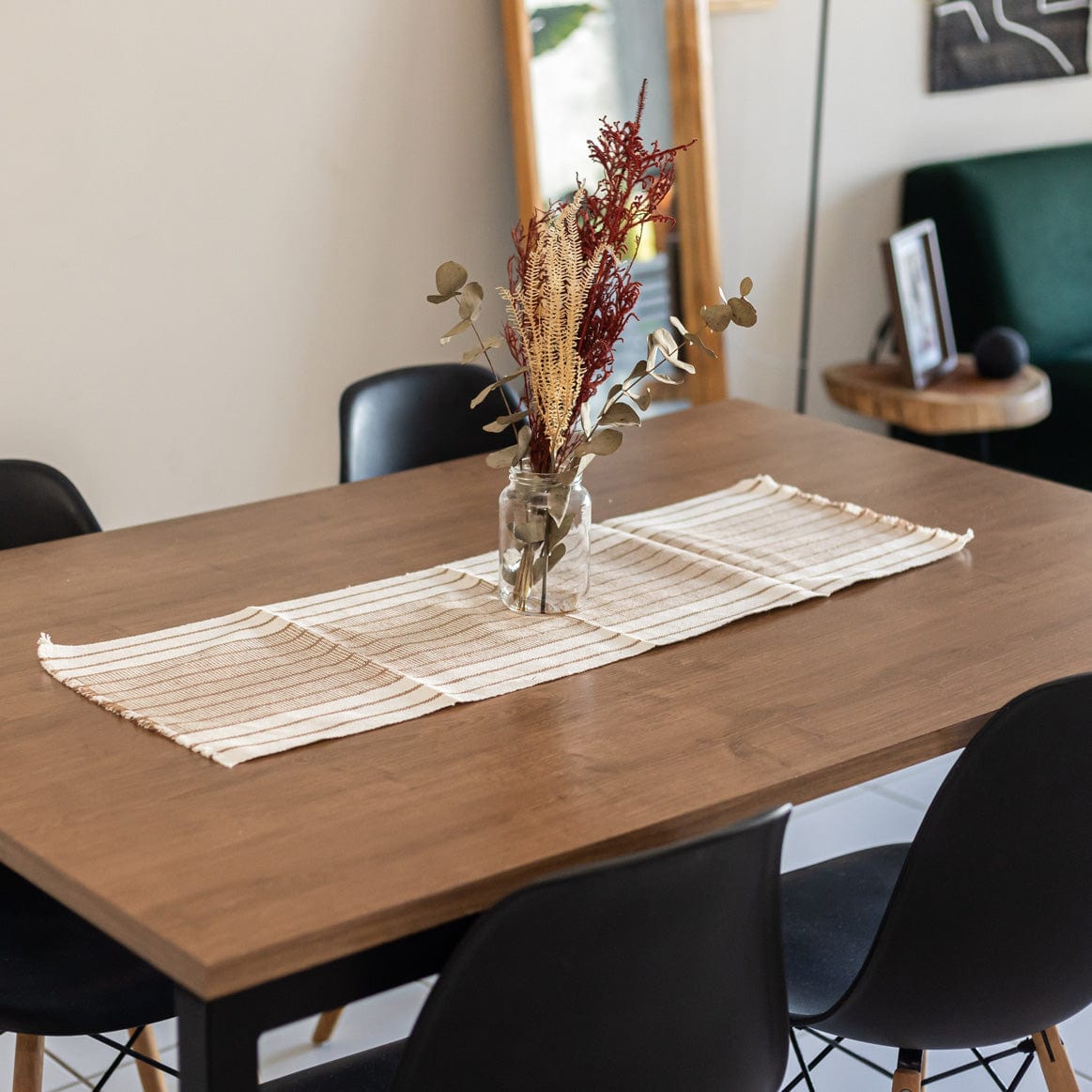 Jogo Americano com 7 Peças - Cru com Listras