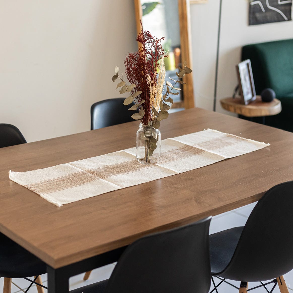 Jogo Americano com 7 Peças - Cru com Listras Finas