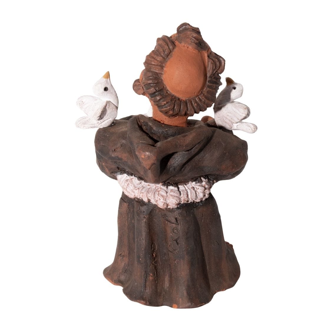 Escultura São Francisco com Aves em Barro