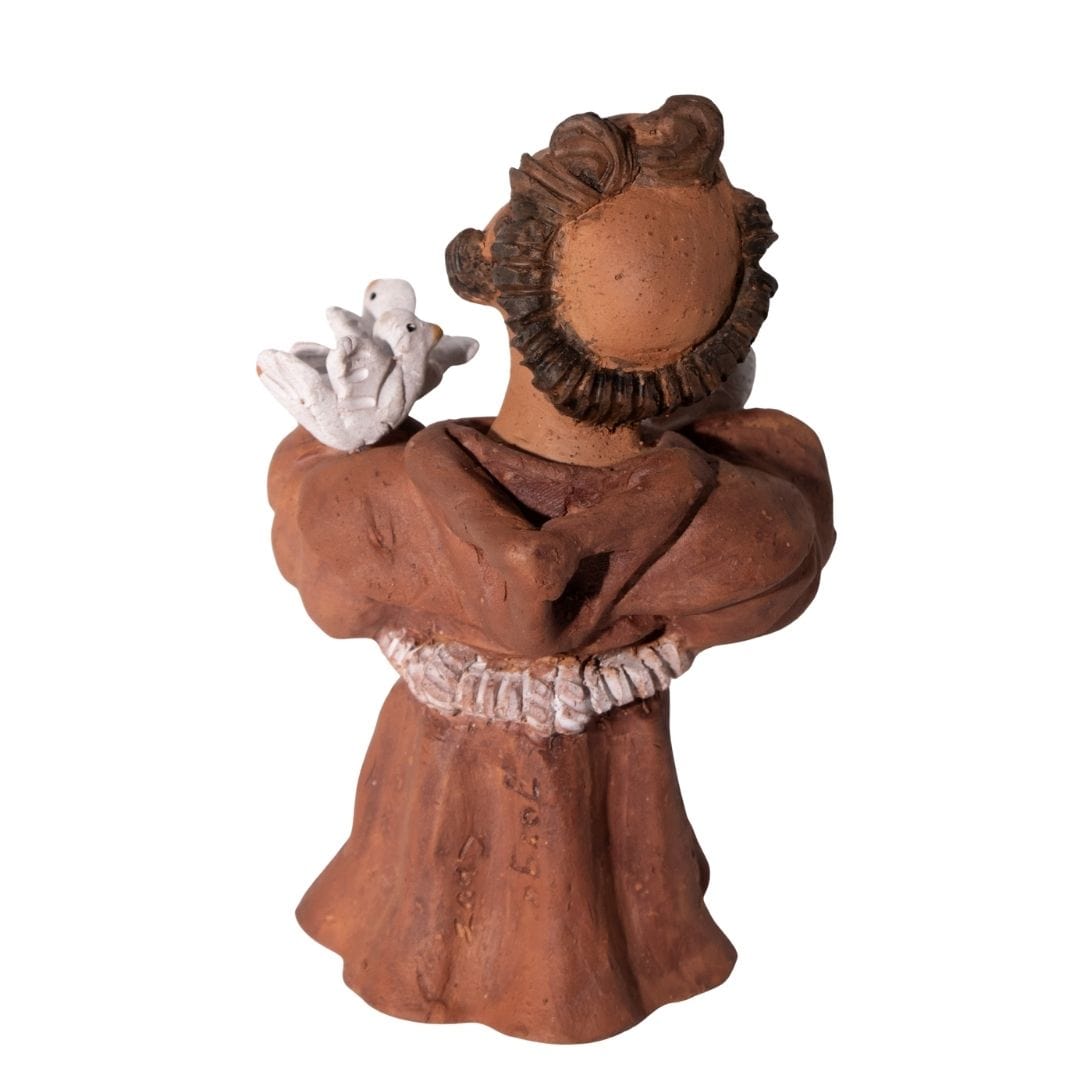 Escultura São Francisco com Aves  em Barro