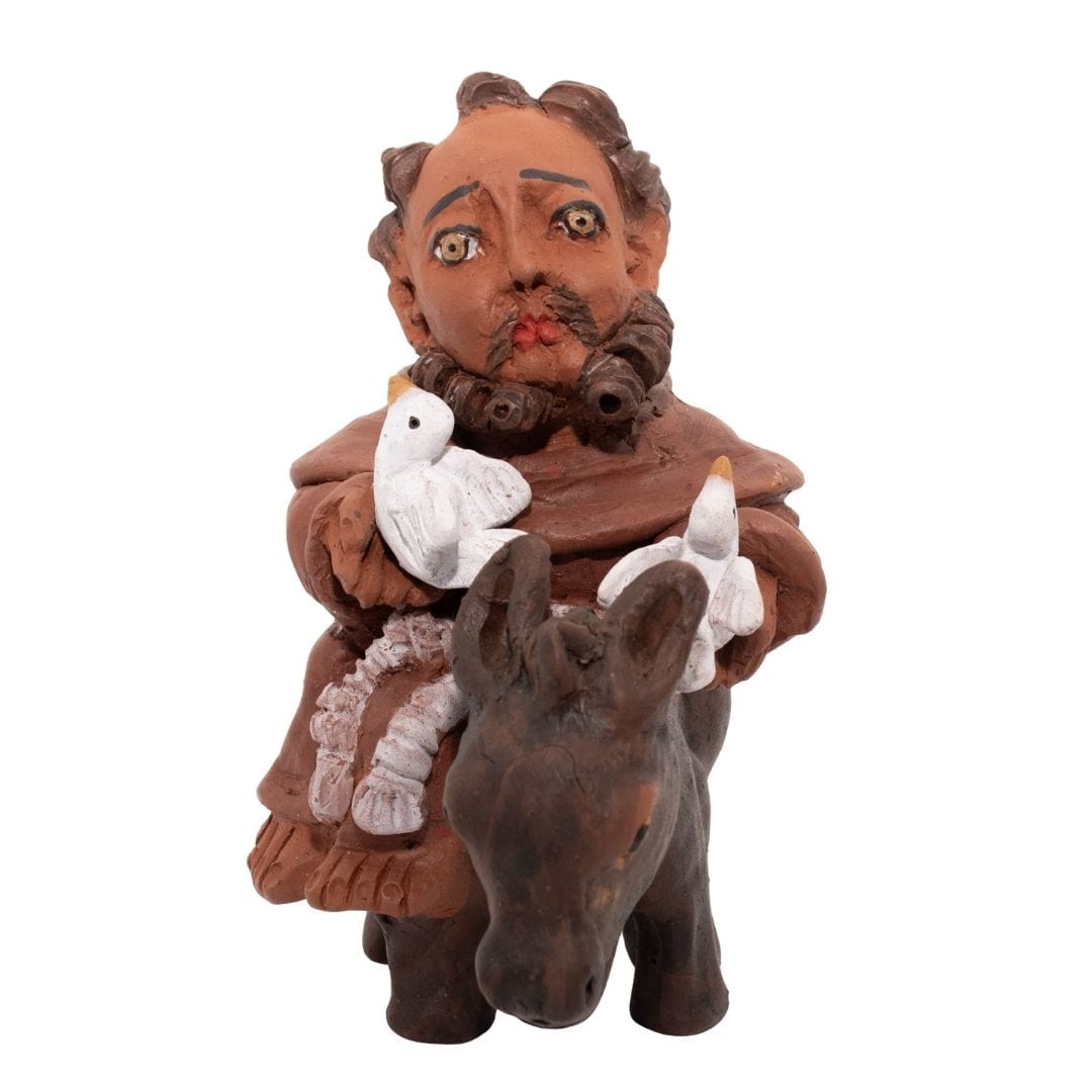 Escultura São Francisco no Cavalo em Barro