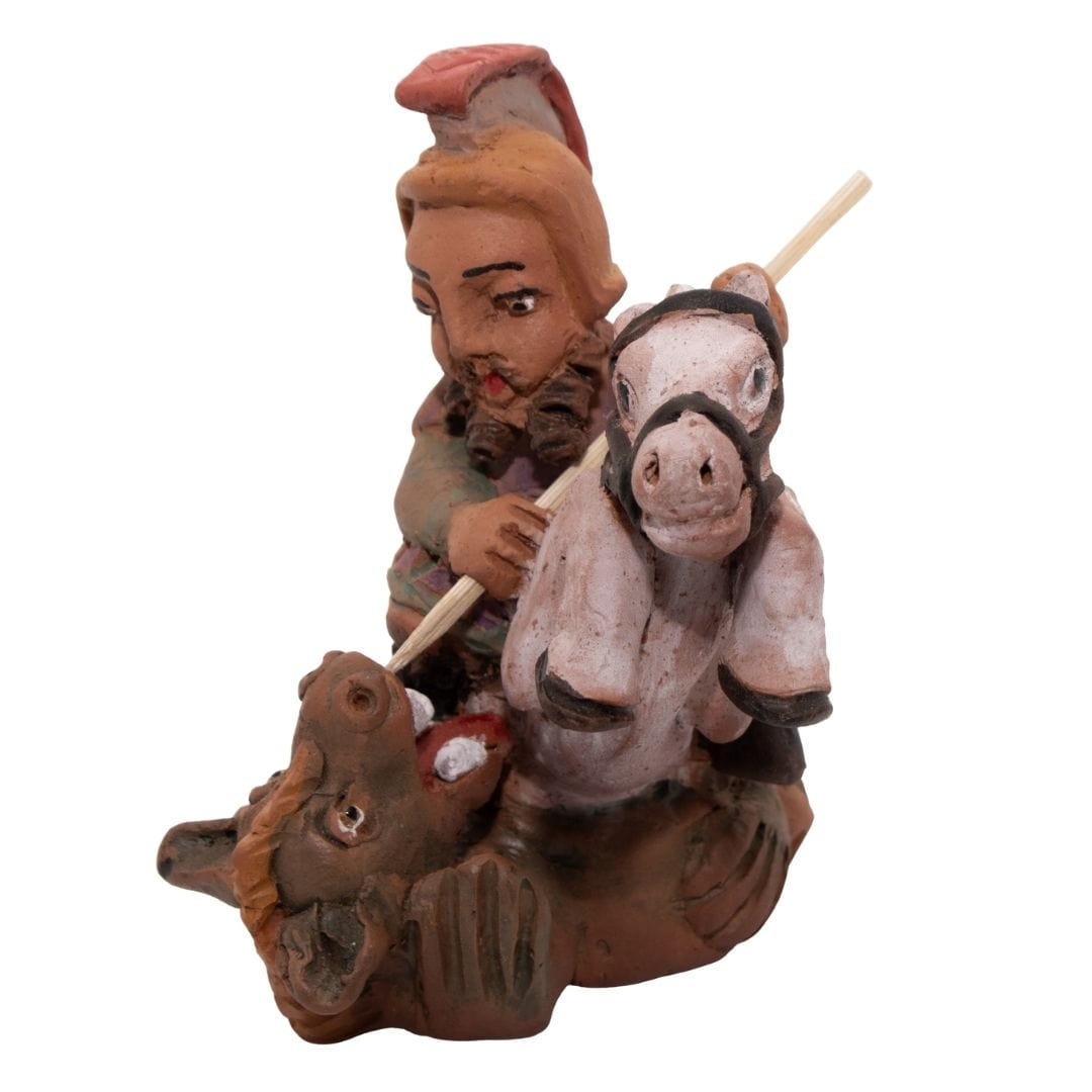 Escultura São Jorge no Cavalo em Barro