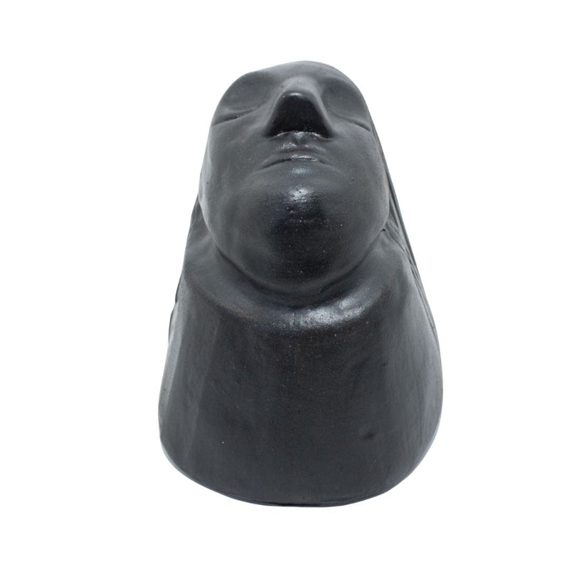 Escultura Cabeça de Damião em Cerâmica Preta