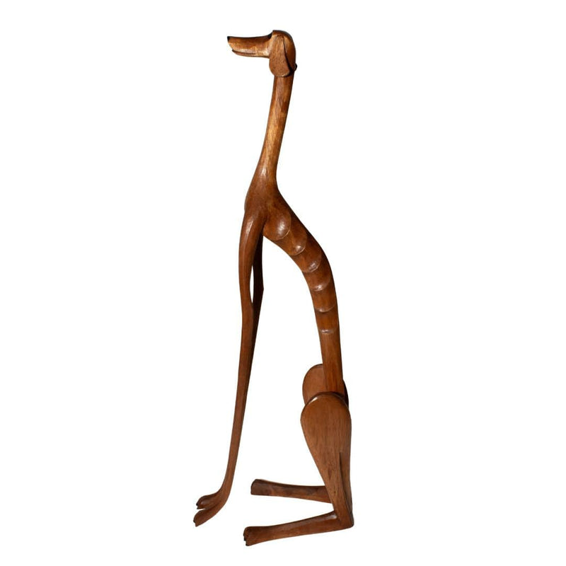Escultura Cachorro Baleia em Madeira Sentado EXTRA