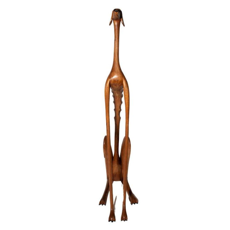 Escultura Cachorro Baleia em Madeira Sentado EXTRA