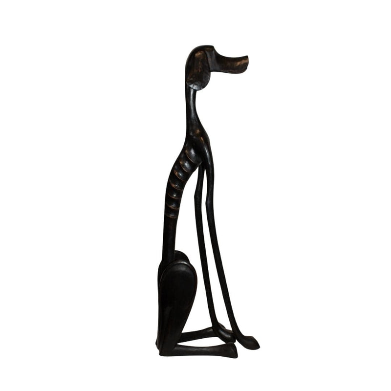 Escultura Cachorro Baleia em Madeira Sentado Olhando para Frente 1M