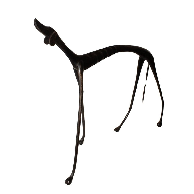 Escultura Cachorro Baleia preto em Madeira andando EXTRA