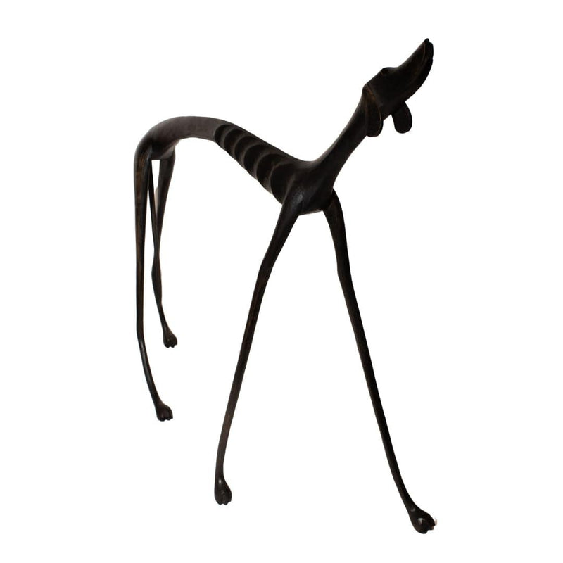 Escultura Cachorro Baleia preto em Madeira andando EXTRA