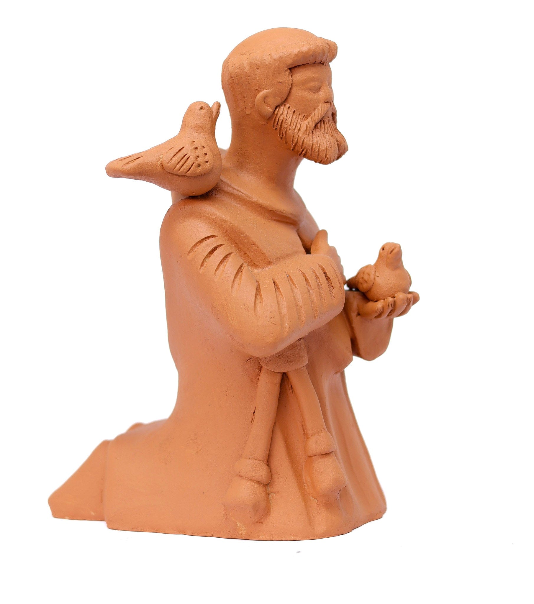 Escultura São Francisco Ajoelhado em Barro 01