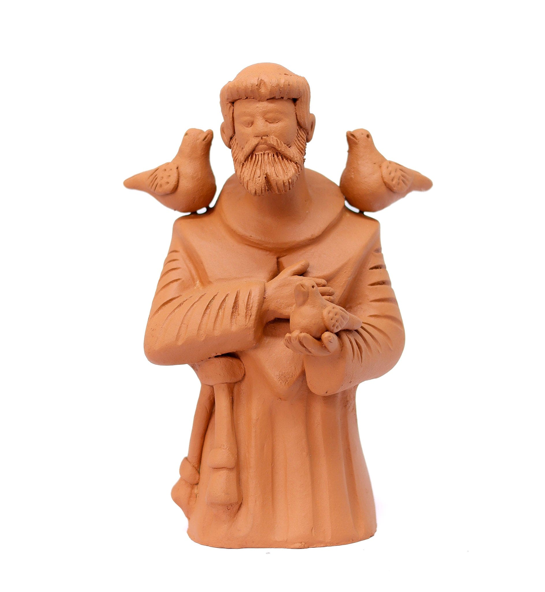 Escultura São Francisco Ajoelhado em Barro 01
