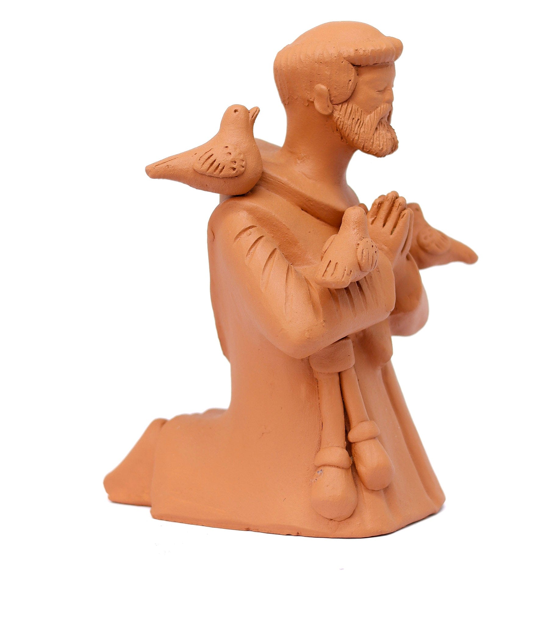 Escultura São Francisco Ajoelhado em Barro 02
