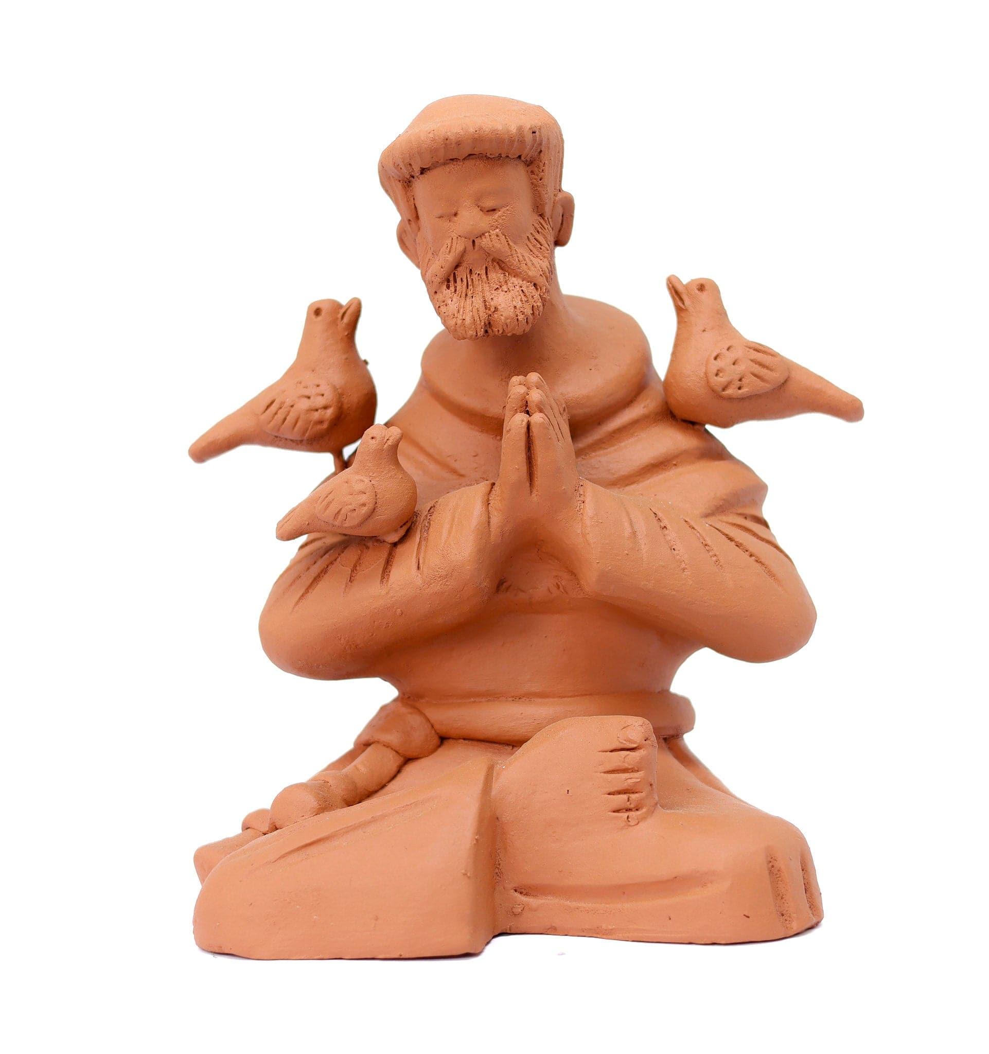 Escultura São Francisco Meditando em Barro 02