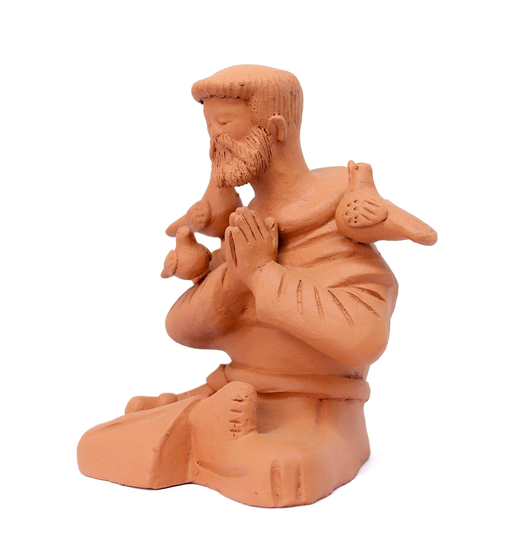 Escultura São Francisco Meditando em Barro 02