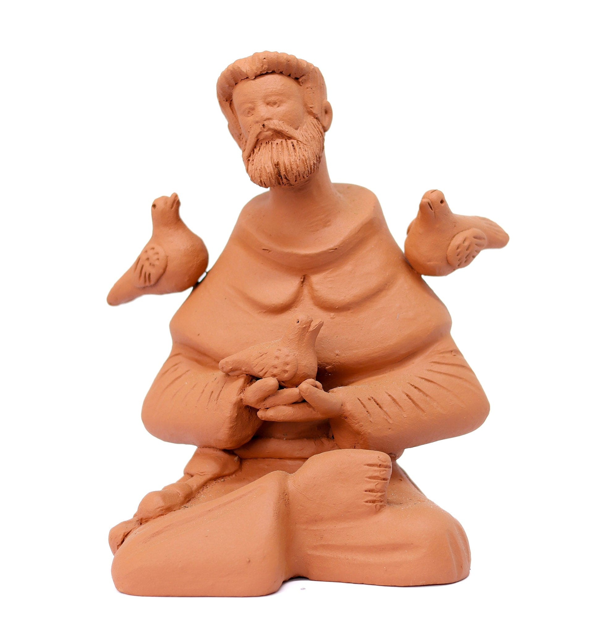 Escultura São Francisco Meditando em Barro 03