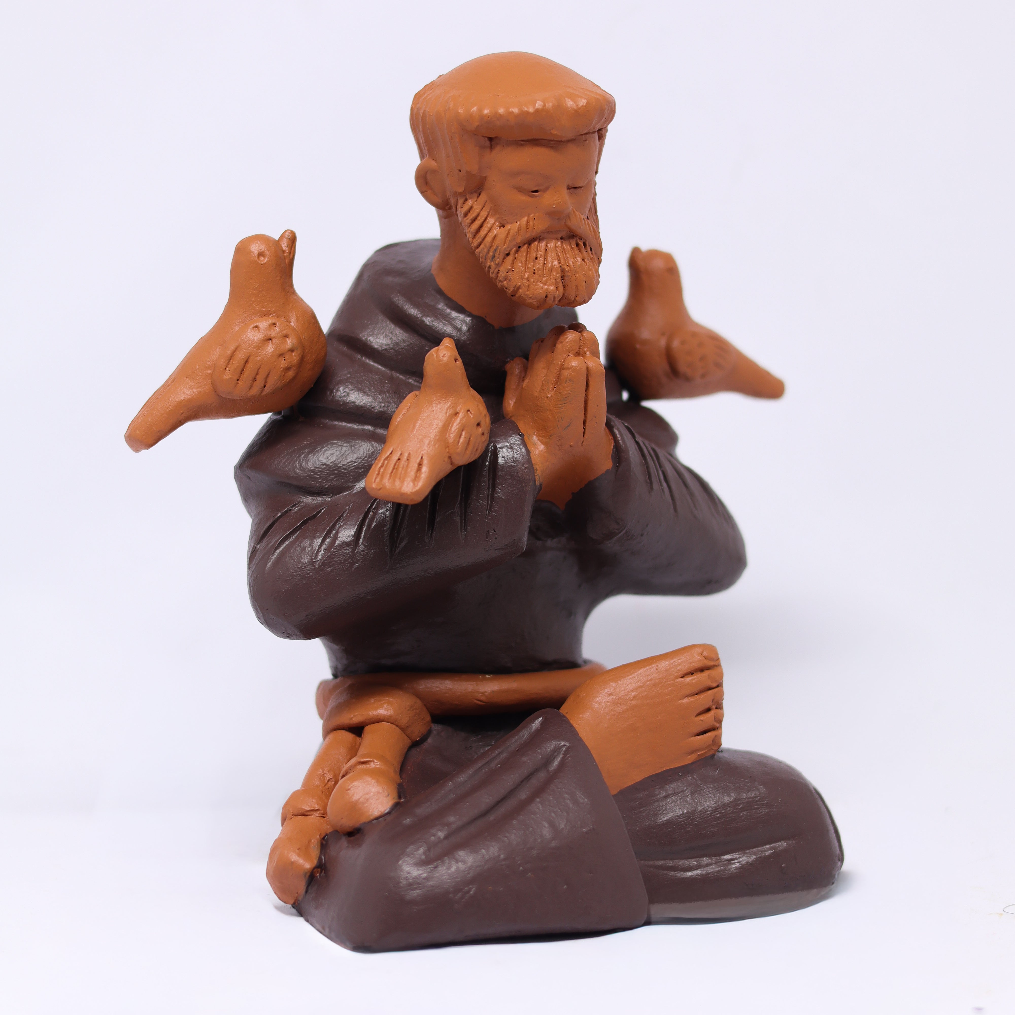 Escultura São Francisco Meditando em Barro