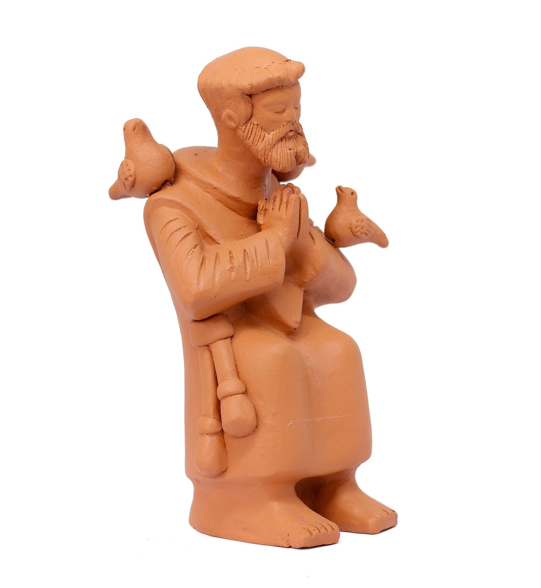 Escultura São Francisco Sentado em Barro 01