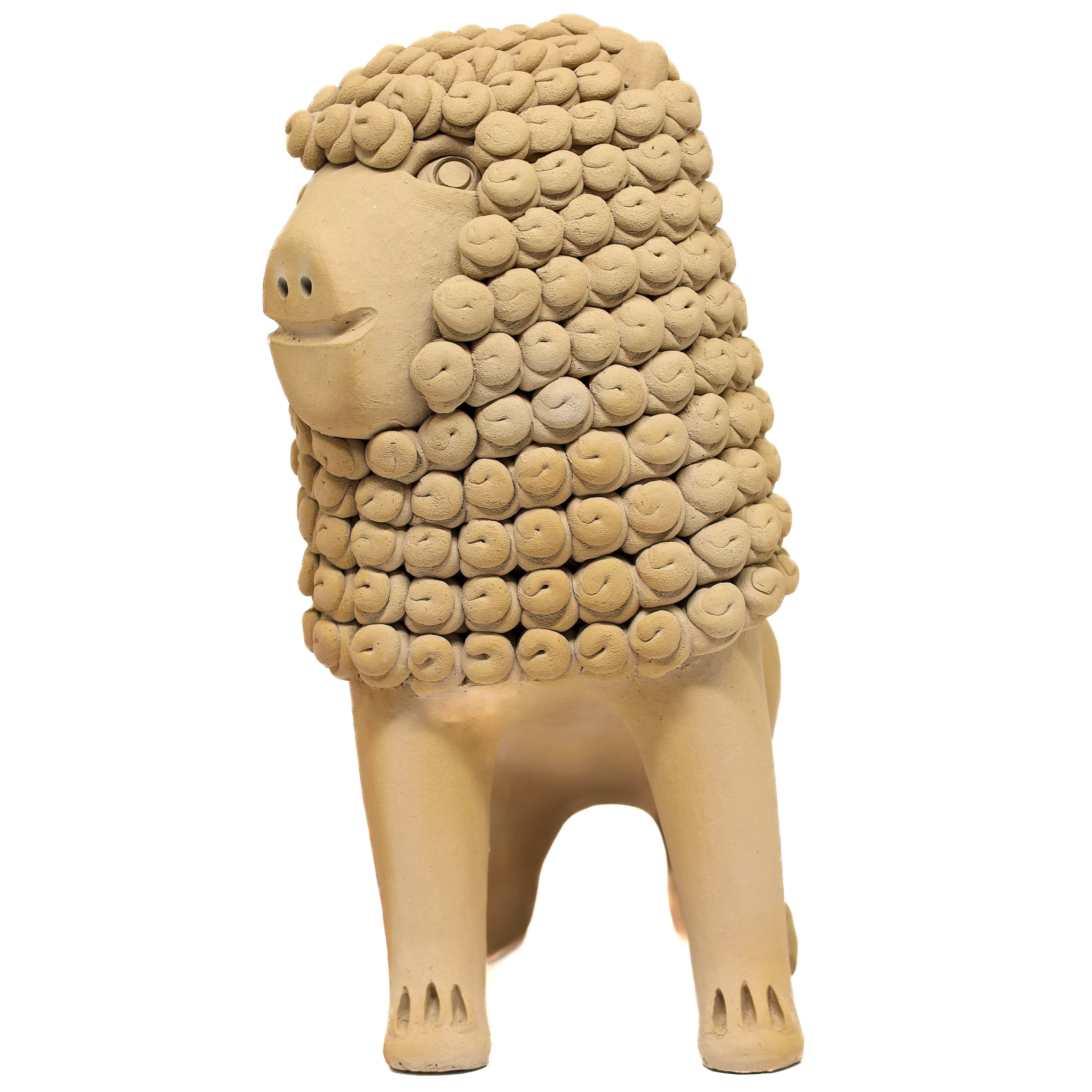 Escultura Leão em Cerâmica 02 25 cm