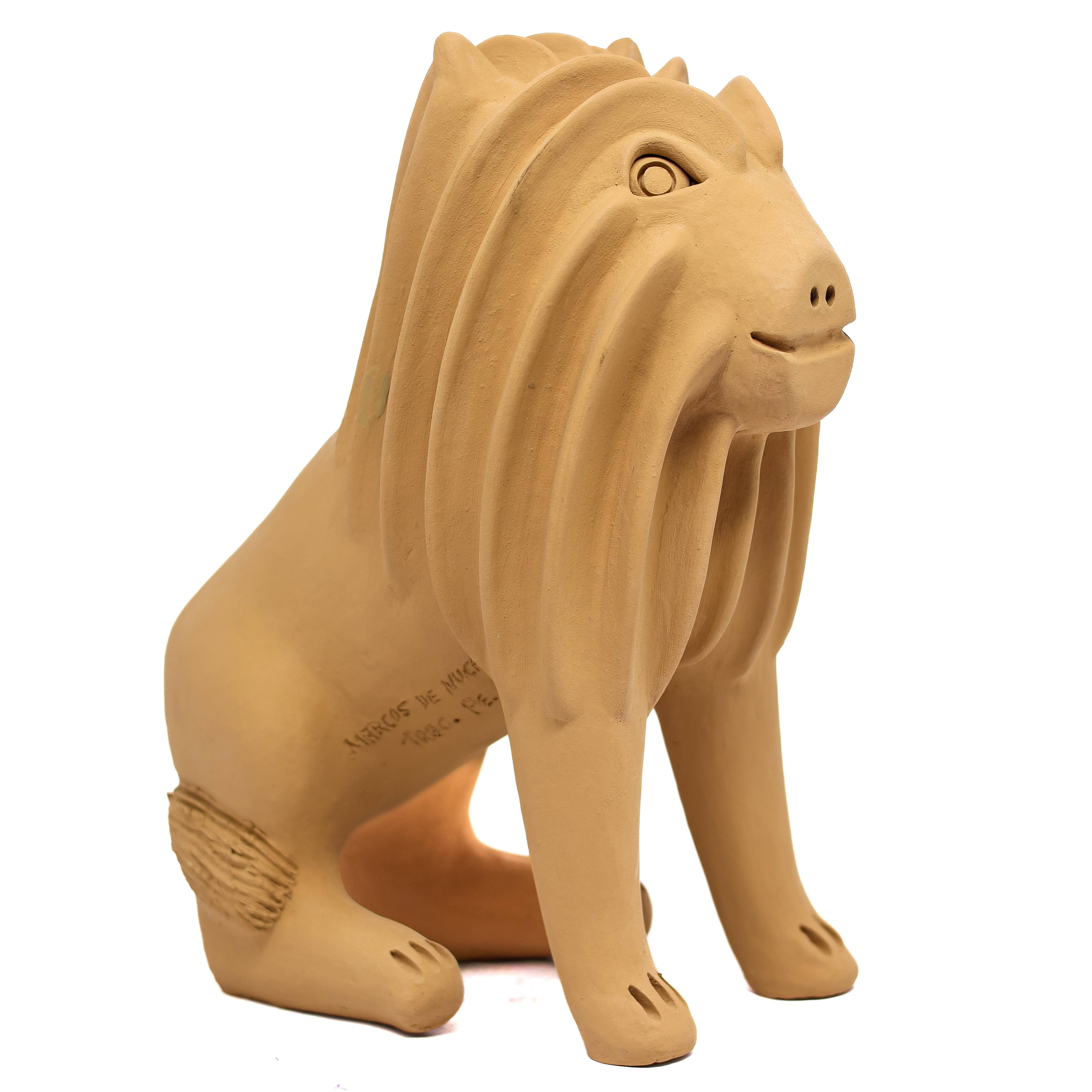 Escultura Leão em Cerâmica 25 cm