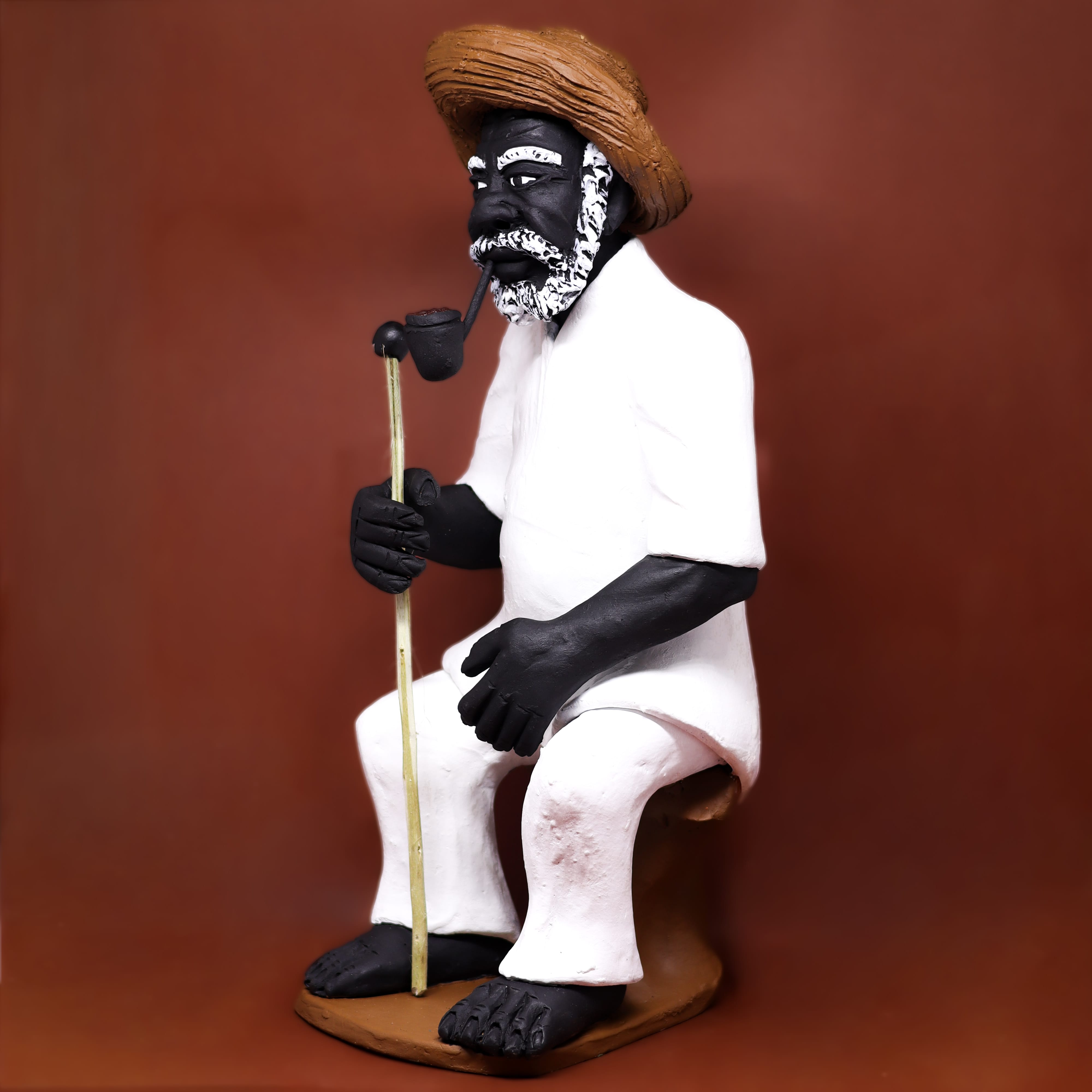 Imagem Preto Velho Sentado em Cerâmica 40 cm