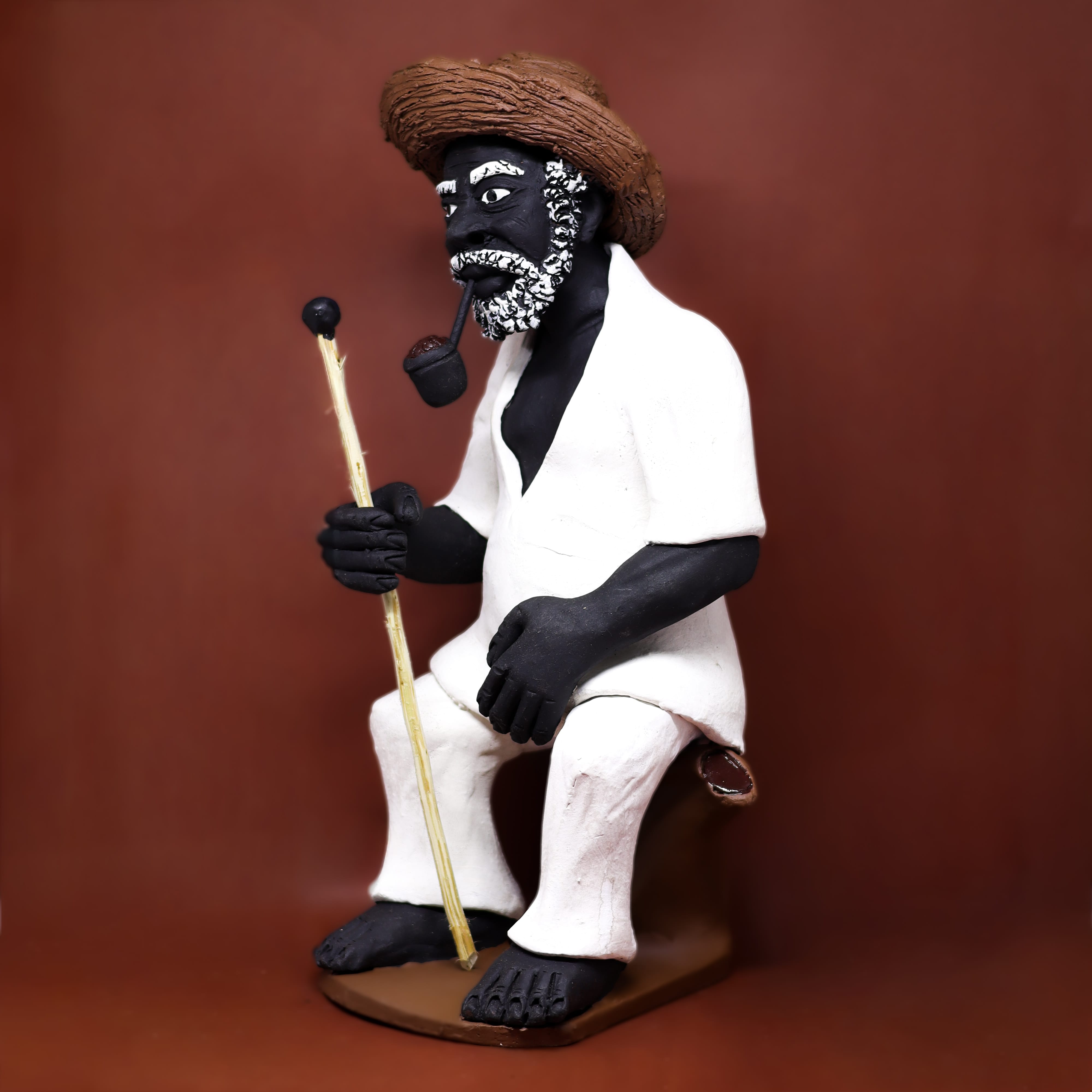 Imagem Preto Velho Sentado em Cerâmica 40 cm
