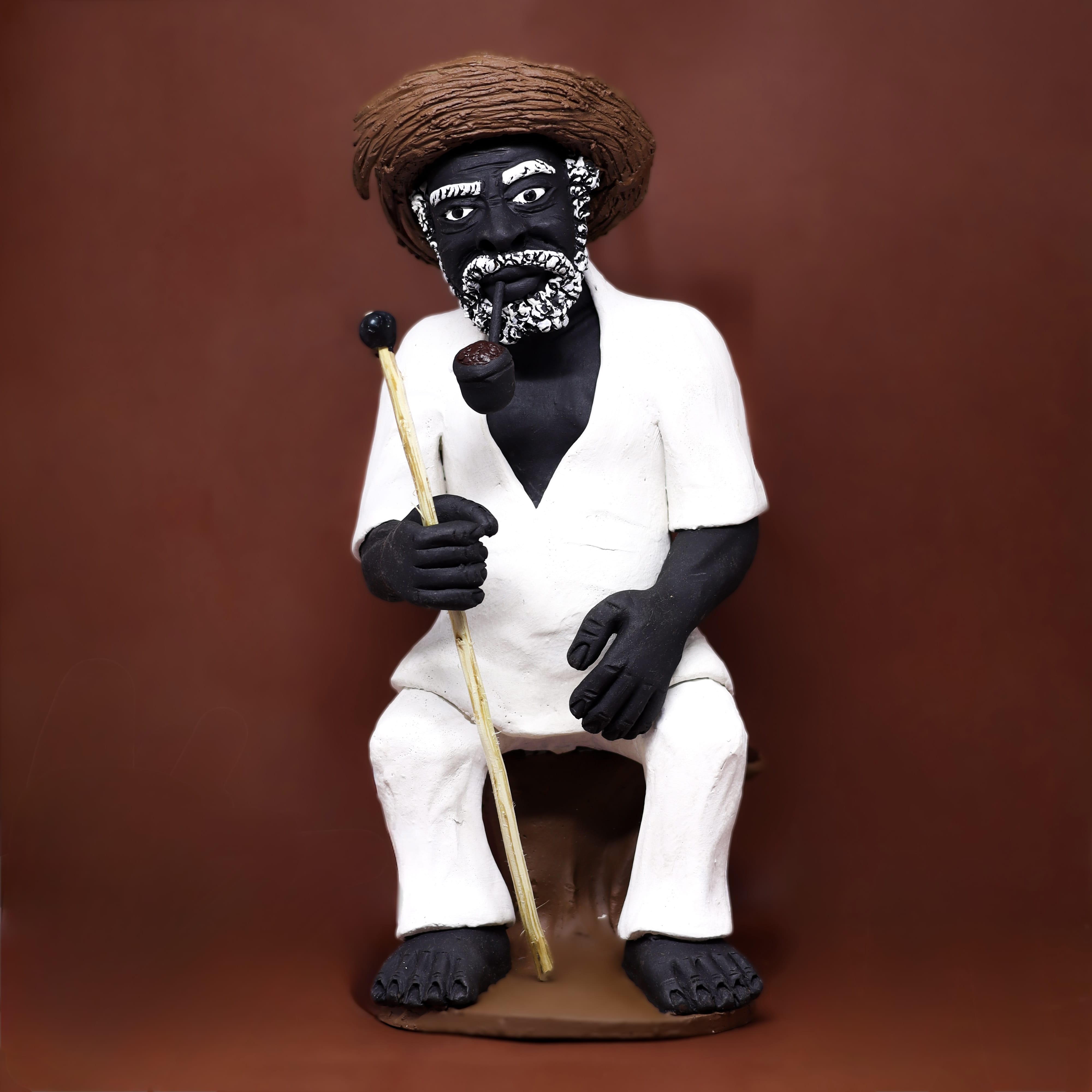 Imagem Preto Velho Sentado em Cerâmica 40 cm