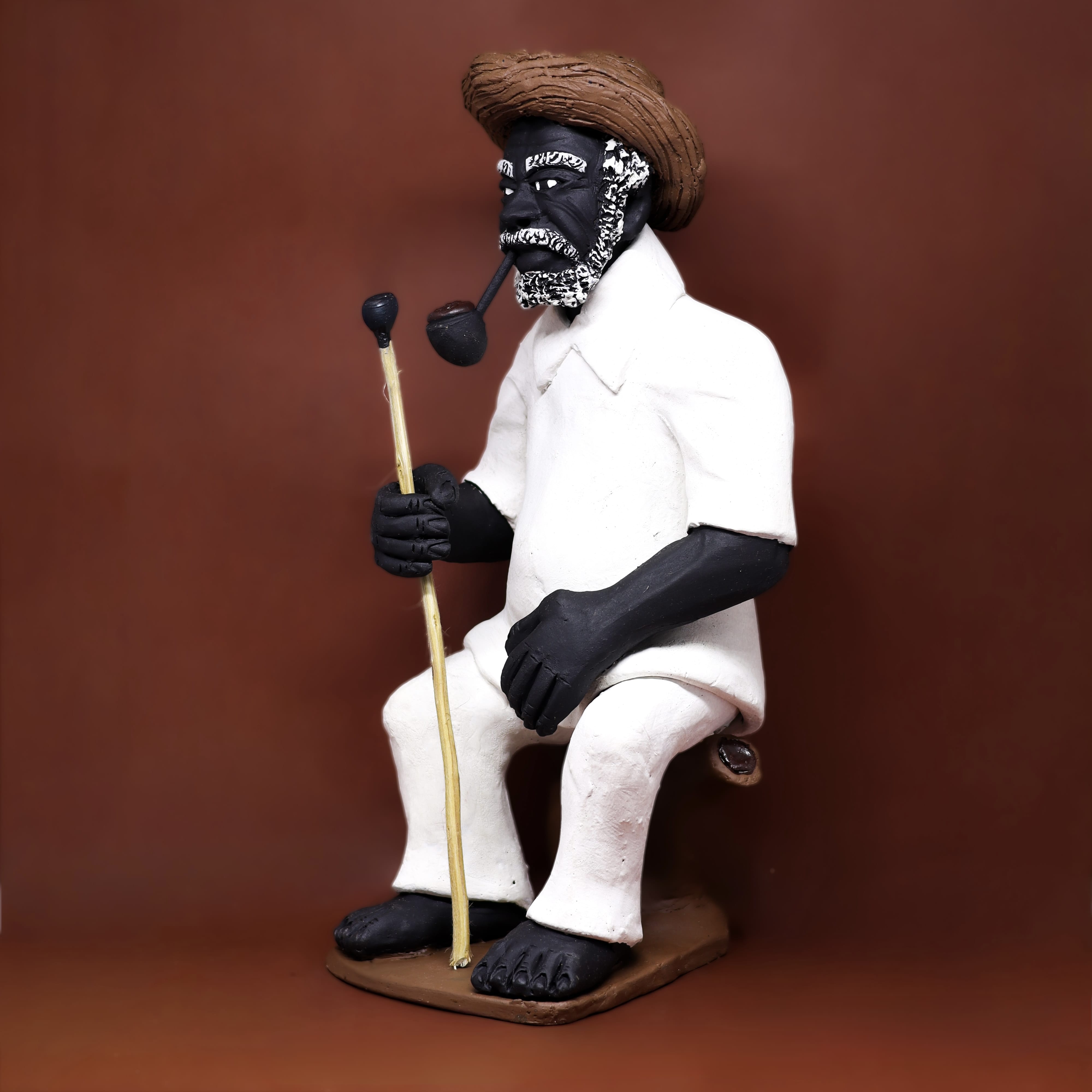Imagem Preto Velho Sentado em Cerâmica 40 cm