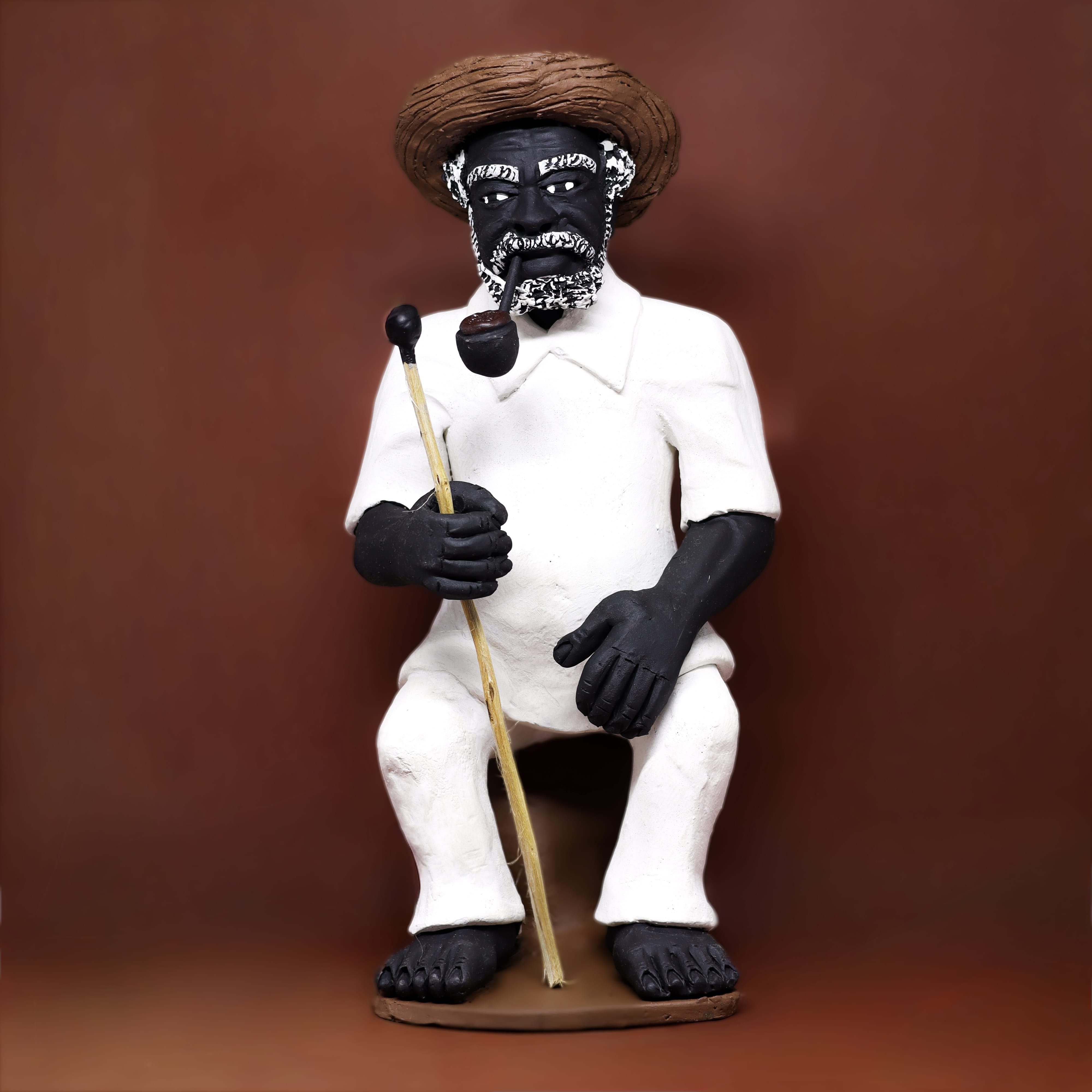 Imagem Preto Velho Sentado em Cerâmica 40 cm