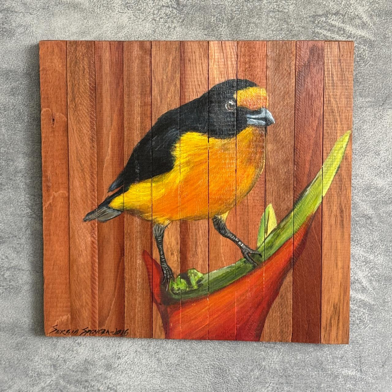 Quadro Decorativo Pássaro Guriatã Bananeira 30 X 30 cm