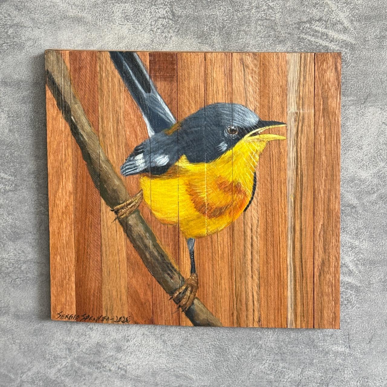 Quadro Decorativo Pássaro Mariquita 30 X 30 cm