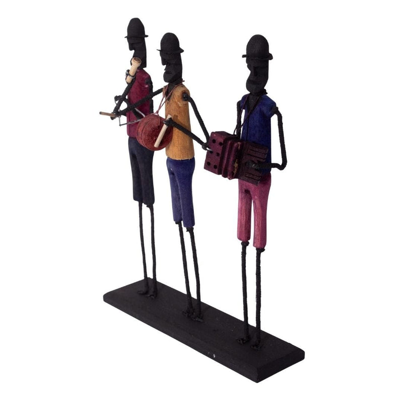 Escultura Trio Forró Madeira e Arame