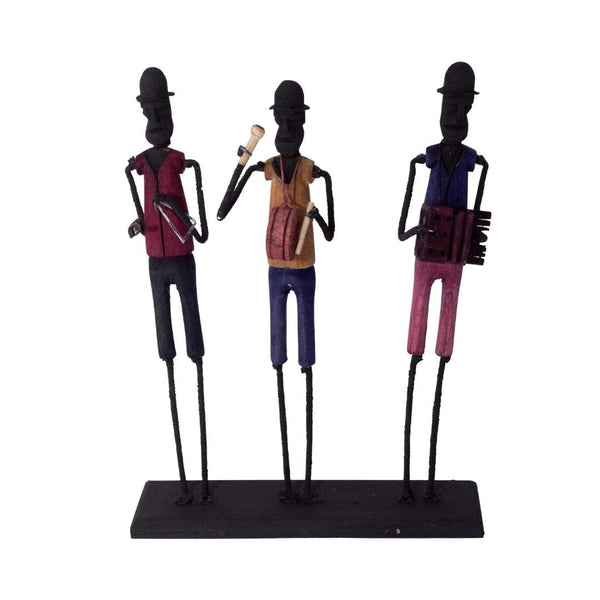 Escultura Trio Forró Madeira e Arame