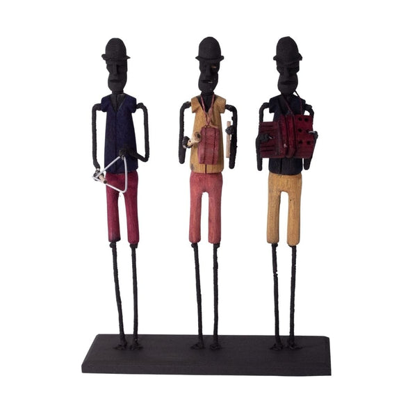 Escultura Trio Forró Madeira e Arame