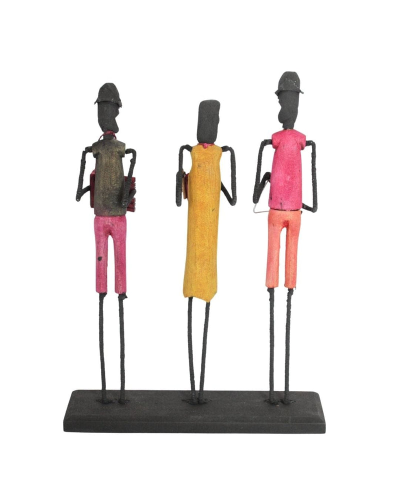 Escultura Trio Forró Madeira e Arame