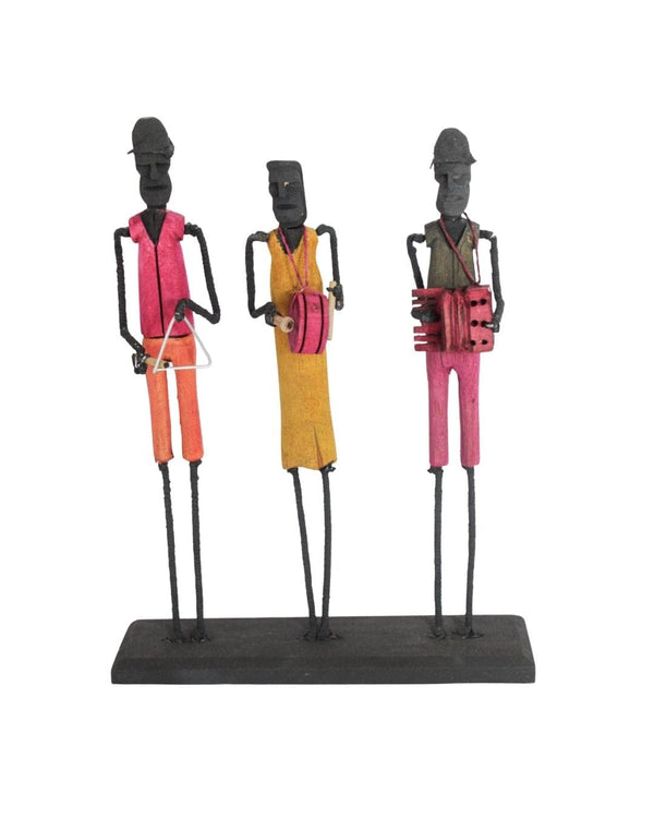 Escultura Trio Forró Madeira e Arame