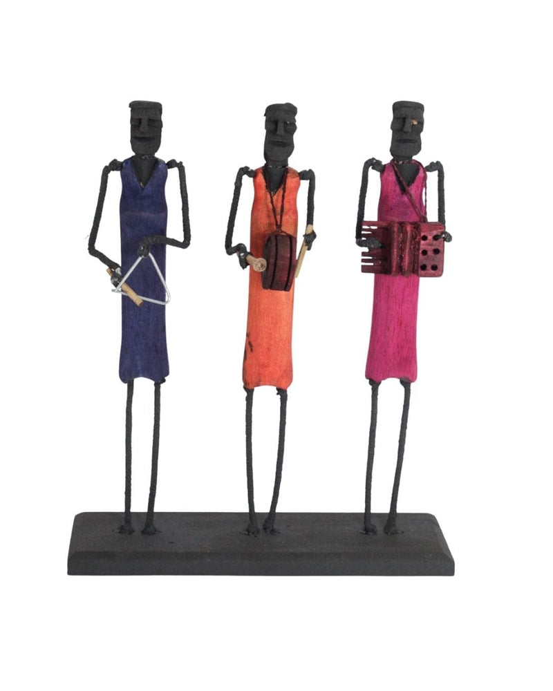 Escultura Trio Forró Madeira e Arame