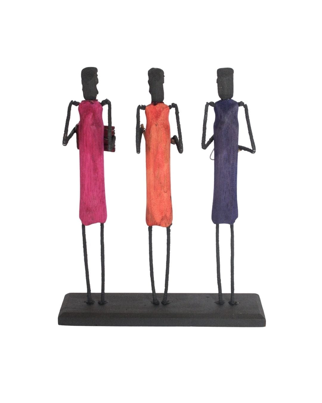 Escultura Trio Forró Madeira e Arame